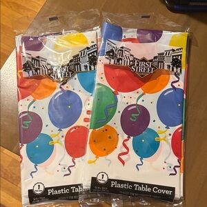 Two Multicolor Balloon Plastic Table Covers